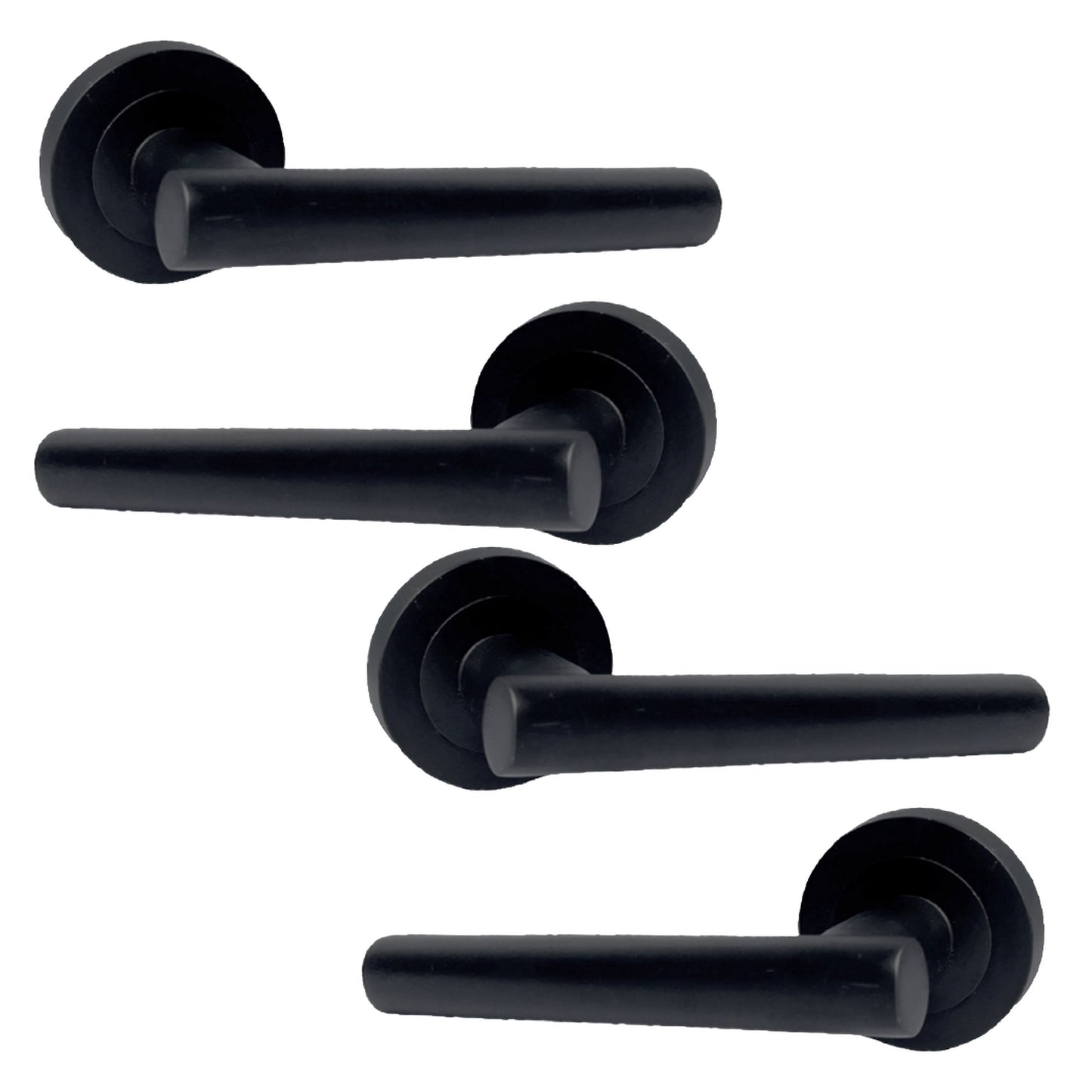 Marketplace JPG companion for Multipack Door Handles T Bar Straight Lever on Rose Latch - Matt Black 125mm - 52mm
