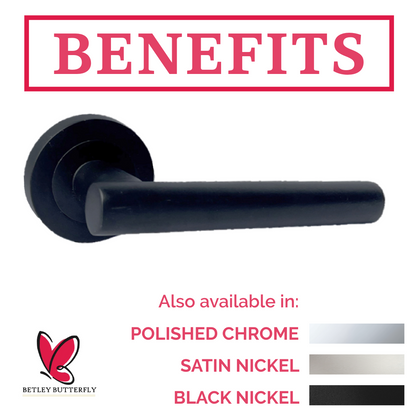 MULTIPACK Door Handles T Bar Straight Lever on Rose Latch - Matt Black 125mm