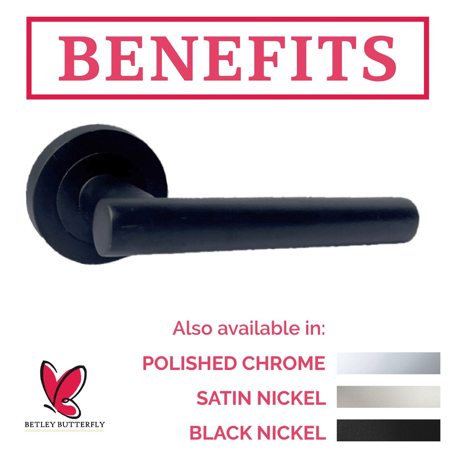 Marketplace JPG companion for Multipack Door Handles T Bar Straight Lever on Rose Latch - Matt Black 125mm - 52mm