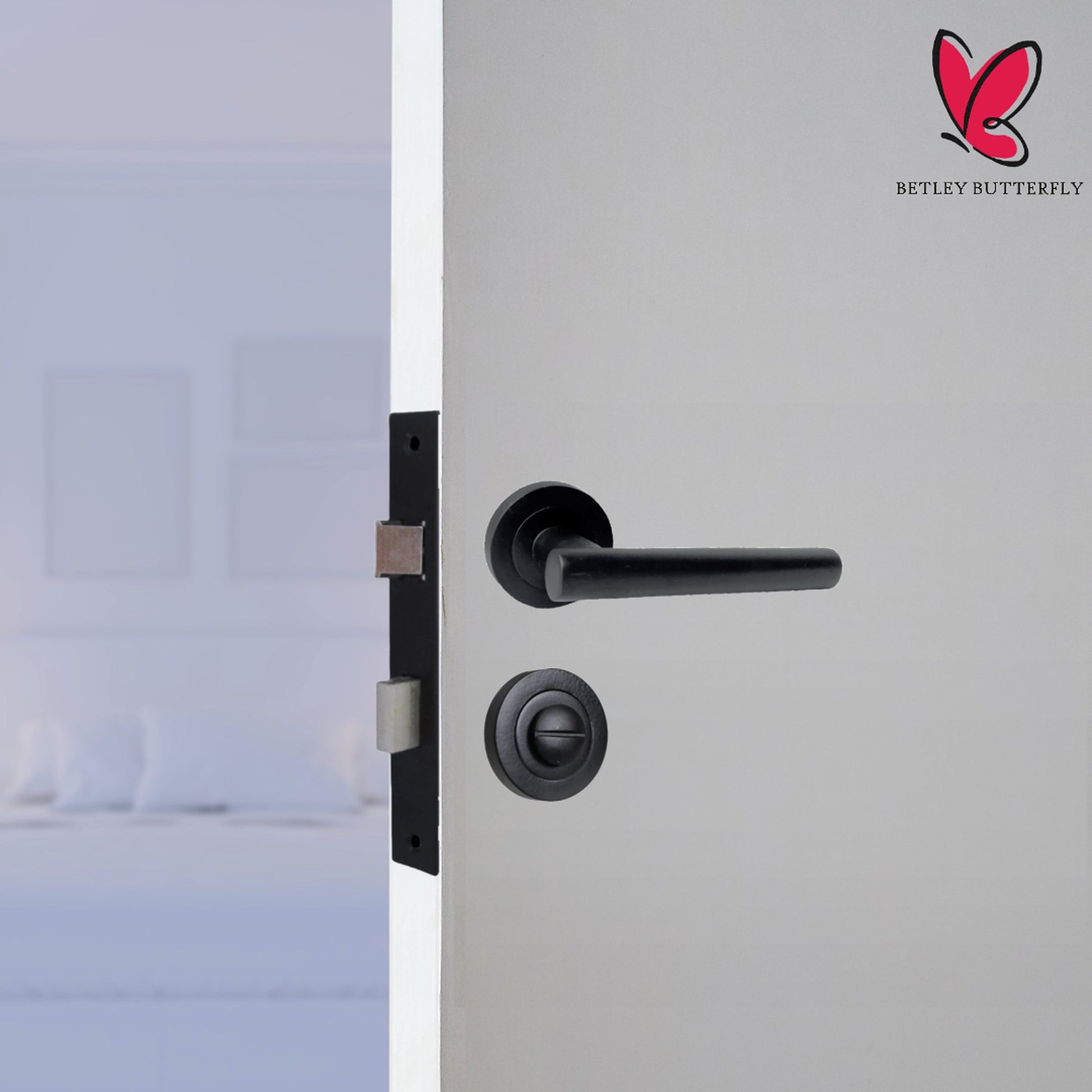 Marketplace JPG companion for Door Handles T Bar Straight Lever on Rose Bath Thumb Turn & Lock - Matt Black