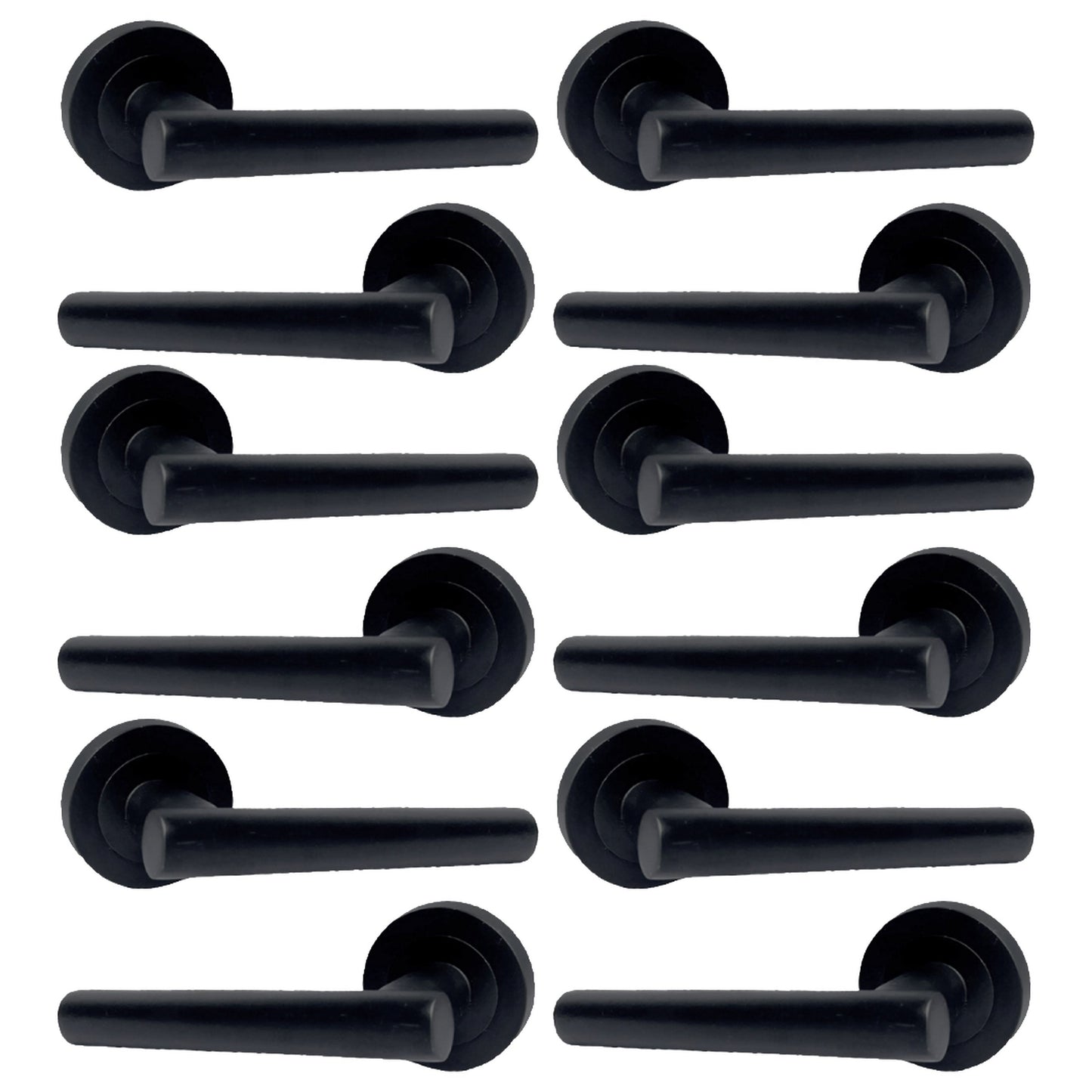 Marketplace JPG companion for Multipack Door Handles T Bar Straight Lever on Rose Latch - Matt Black 125mm - 52mm