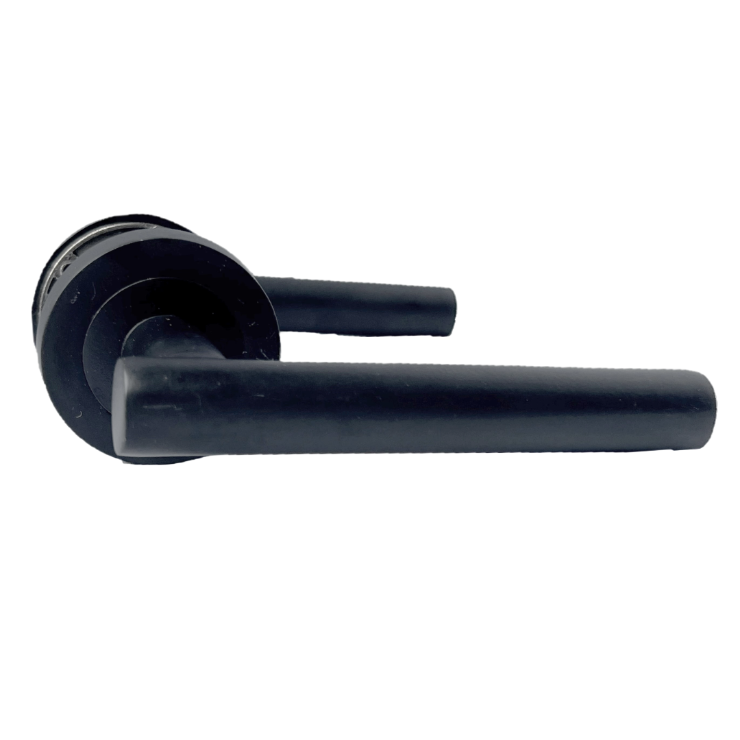 Door Handles Matt Black T Bar Lever on ROUND ROSE Door Pack inc Hinges & Latch