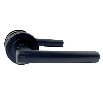 Door Handles Matt Black T Bar Lever on ROUND ROSE Door Pack inc Hinges & Latch