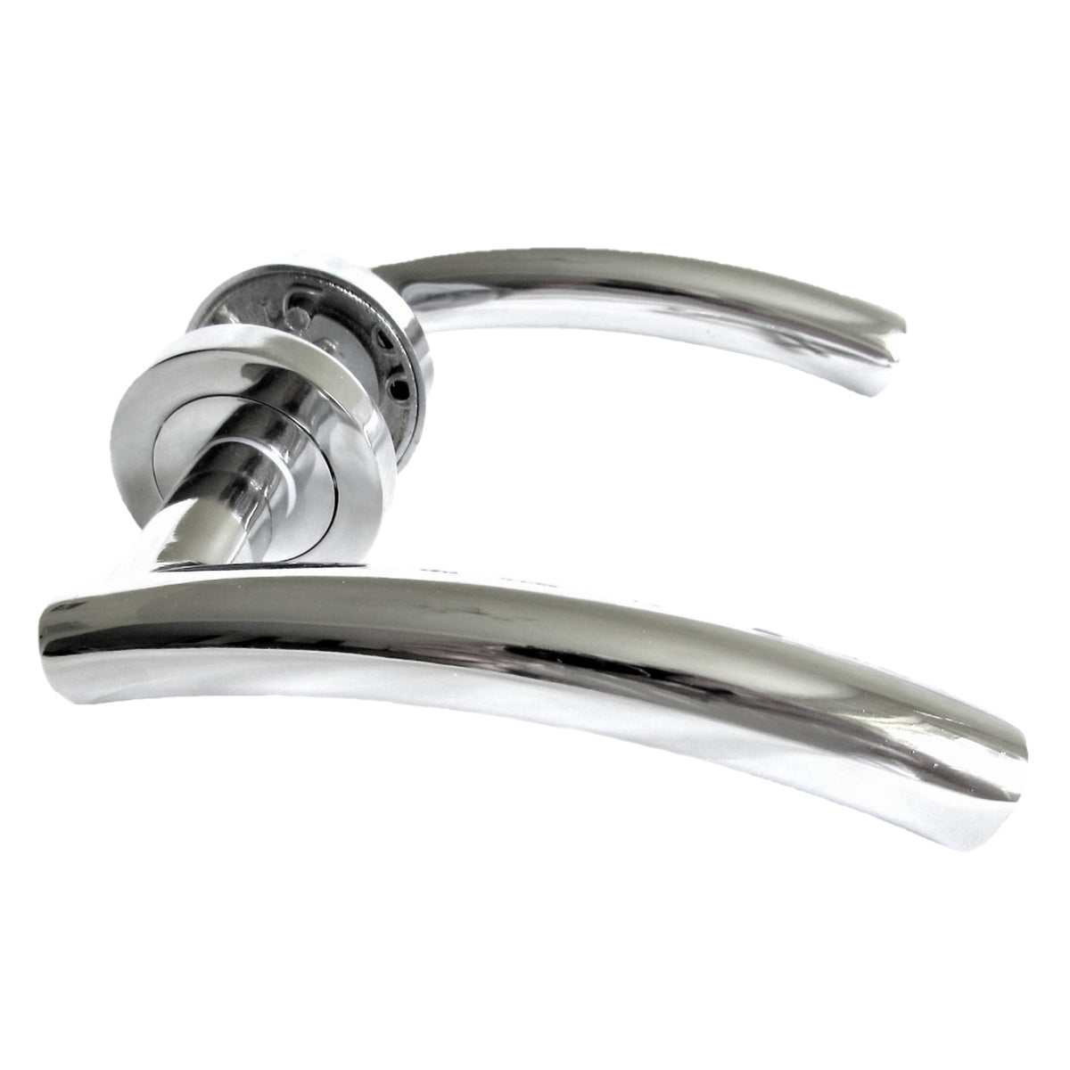 Marketplace JPG companion for Arched Lever Door Handles on Round Rose Chrome 134mm Thumb Turn Bathroom Lock