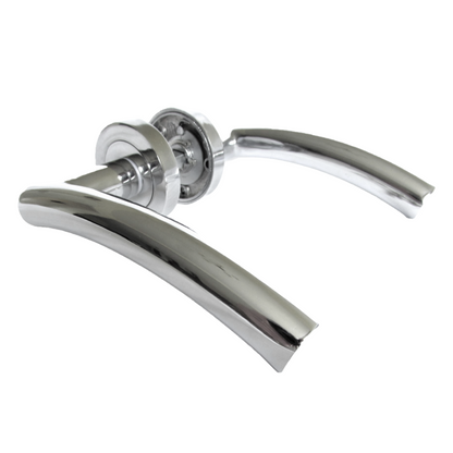 Arched Lever Door Handle on Rose CHROME