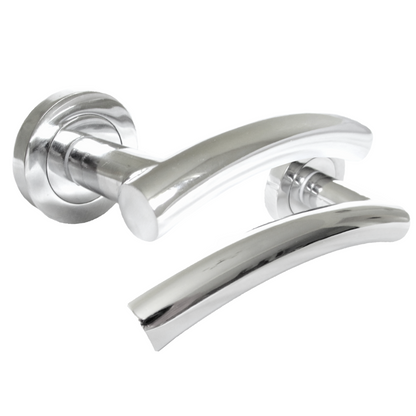 MULTIPACK Arched Lever Door Handles on Round Rose - Chrome 134mm