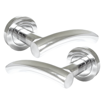MULTIPACK Arched Lever Door Handles on Round Rose - Chrome 134mm