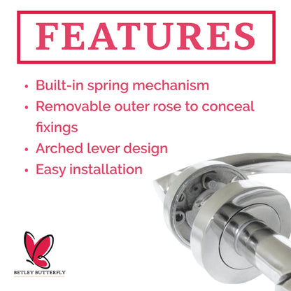 Marketplace JPG companion for Arched Lever Door Handles on Round Rose - Chrome 134mm - 10mm