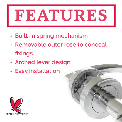 MULTIPACK Arched Lever Door Handles on Round Rose - Chrome 134mm