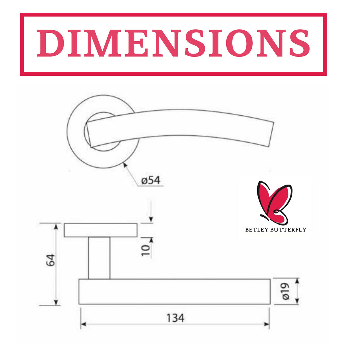 Marketplace JPG companion for Arched Lever Door Handles on Round Rose - Chrome 134mm - 10mm