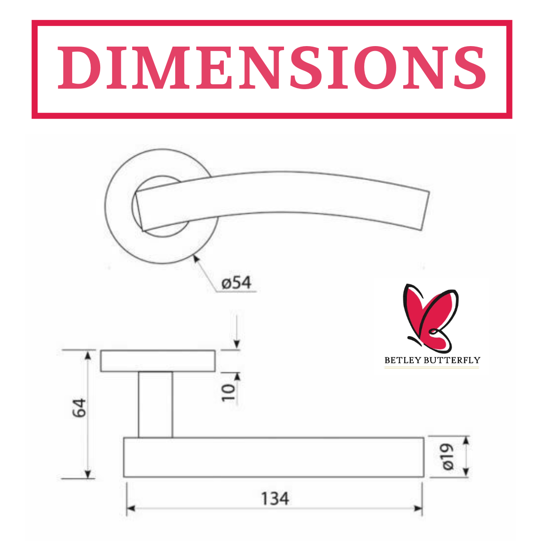 Arched Lever Door Handles on Round Rose Chrome 134mm Tubular Latch Hinges