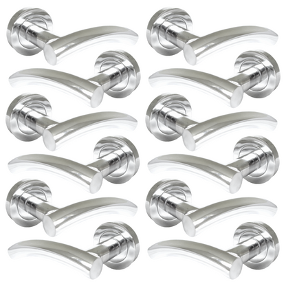 MULTIPACK Arched Lever Door Handles on Round Rose - Chrome 134mm