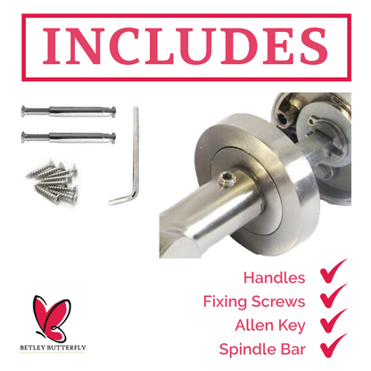 MULTIPACK Arched Lever Door Handles on Round Rose - Satin 134mm