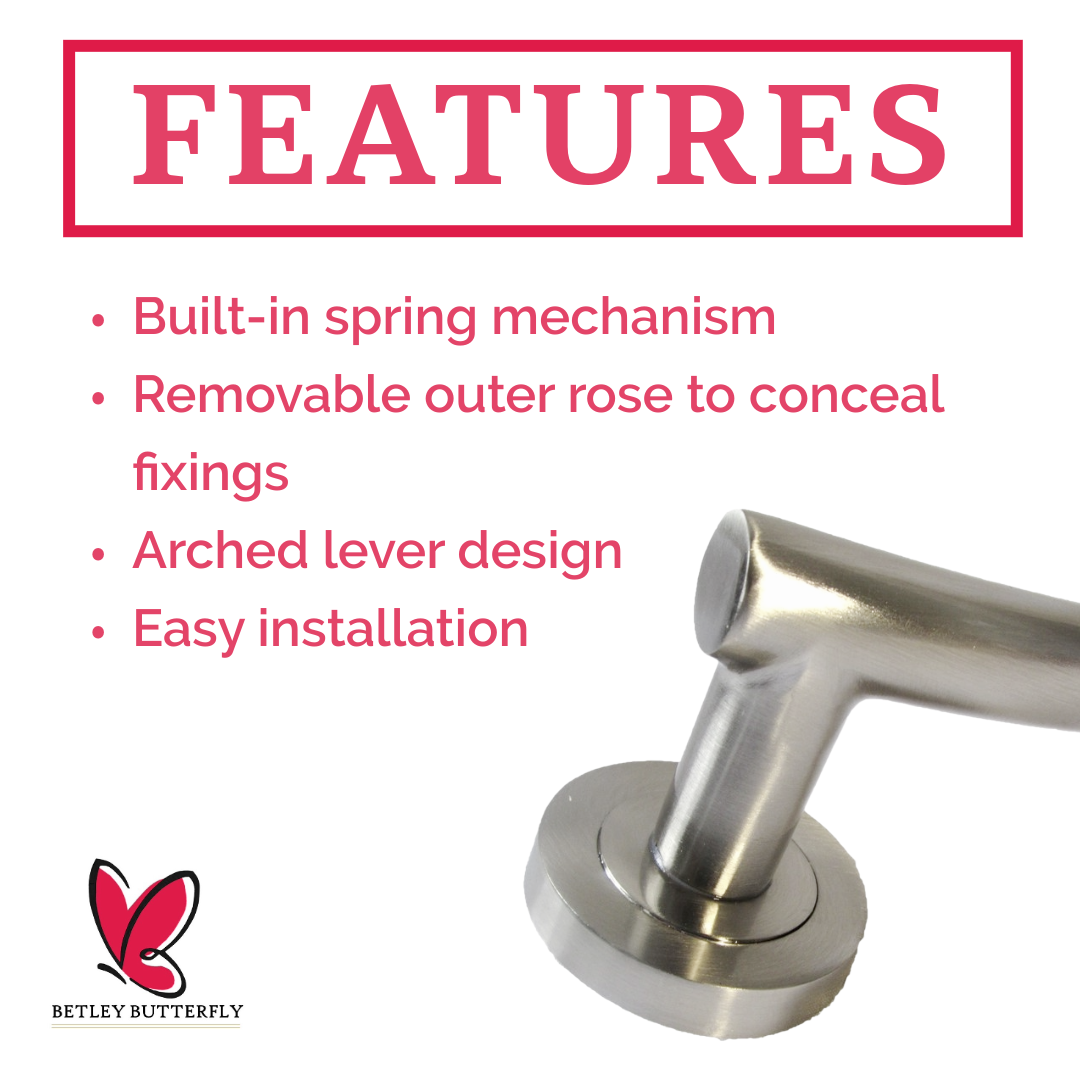 MULTIPACK Arched Lever Door Handles on Round Rose - Satin 134mm