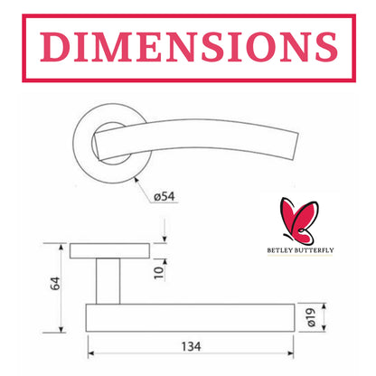 Marketplace JPG companion for Multipack Arched Lever Door Handles on Round Rose - Satin 134mm - 10mm