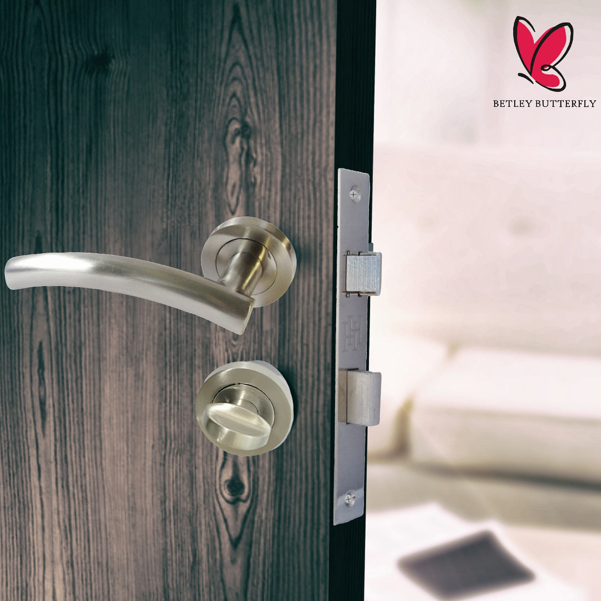 Marketplace JPG companion for Arched Lever Door Handles on Round Rose - Satin 134mm - 10mm