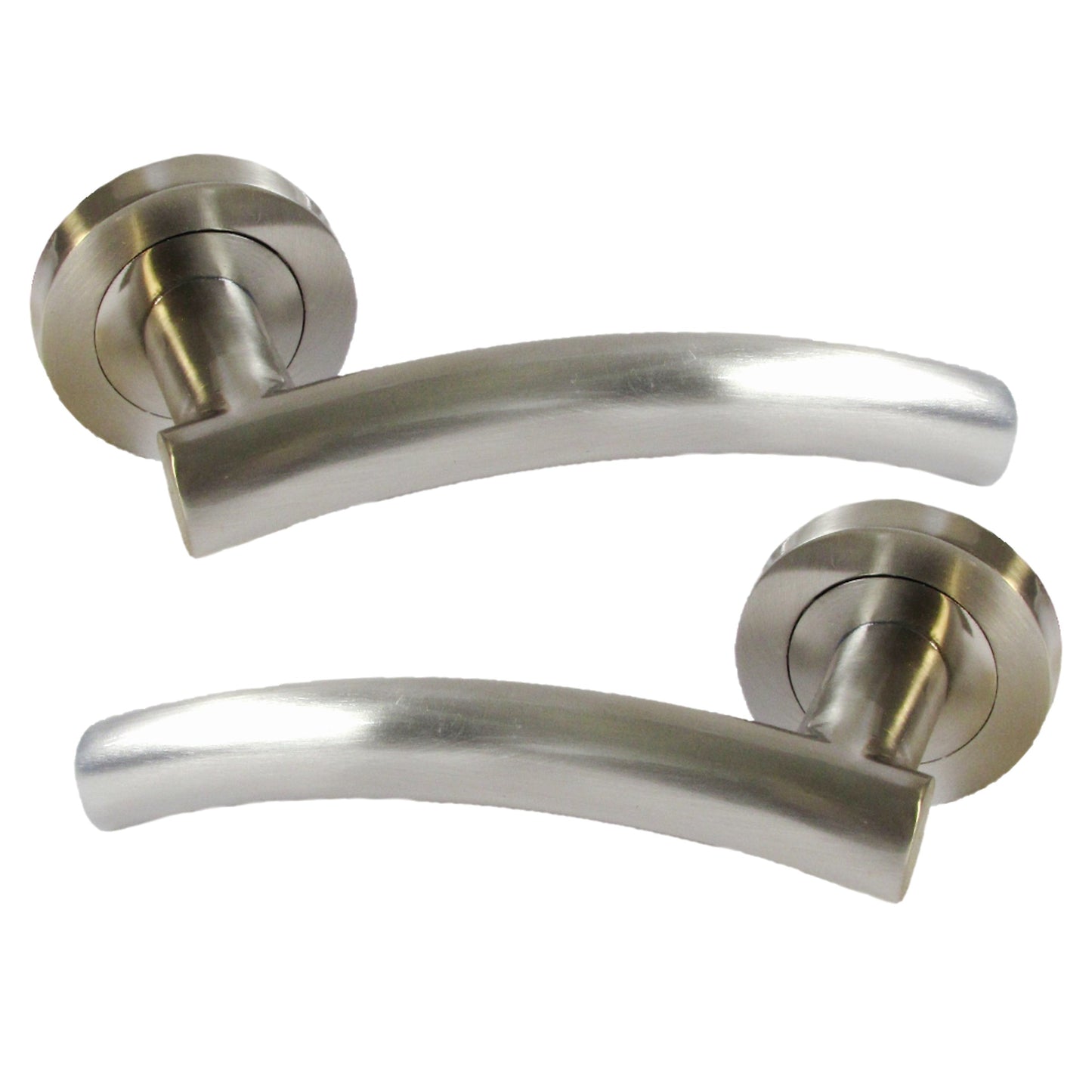 Marketplace JPG companion for Multipack Arched Lever Door Handles on Round Rose - Satin 134mm - 10mm