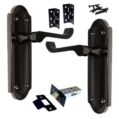 Marketplace JPG companion for Ashford Door Handle Latch Scroll Lever - Black Nickel Latch & Hinge Pack