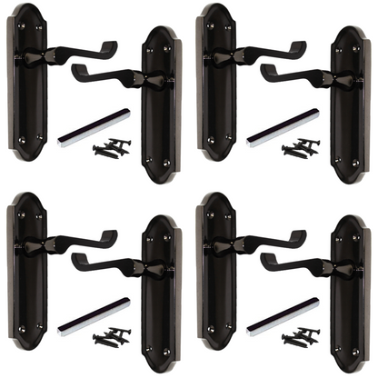 Poignées de porte Ashford en nickel noir, loquet en laiton, levier à défilement, 1/4/6 paires