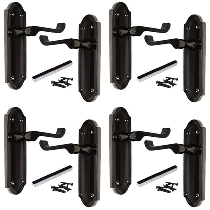 Marketplace JPG companion for Multipack Door Handles Ashford Black Nickel Latch Scroll Lever 1/4/6 Pairs - 168mm X 47mm