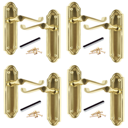 Poignées de porte Ashford en laiton, lot de 1, 4 ou 6 paires