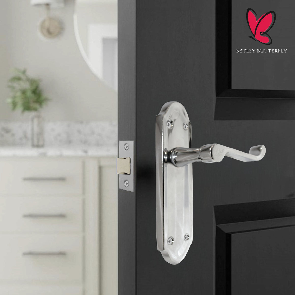Marketplace JPG companion for Ashford Door Handle Latch Scroll Lever - Chrome Latch & Hinge Pack - 3"