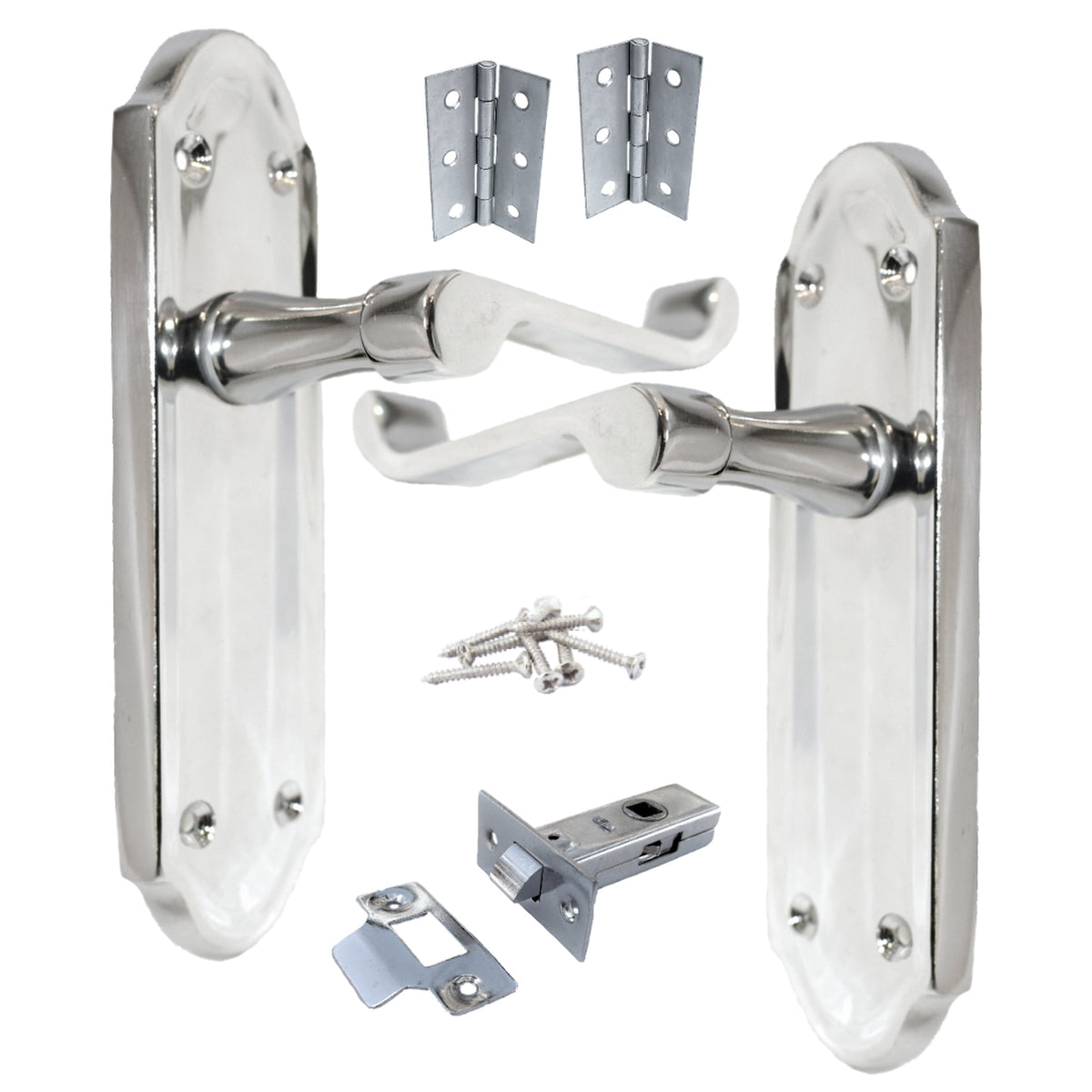 Marketplace JPG companion for Ashford Door Handle Latch Scroll Lever - Chrome Latch & Hinge Pack - 3"