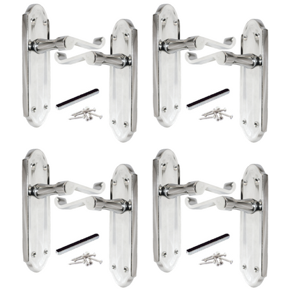 MULTIPACK Door Handles Ashford Chrome Latch Brass Scroll Lever 1/4/6 Pairs