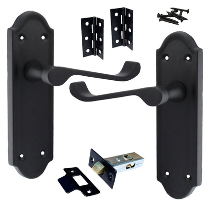 Marketplace JPG companion for Ashford Door Handle Latch Scroll Lever - Matt Black Latch & Hinge Pack - 3"