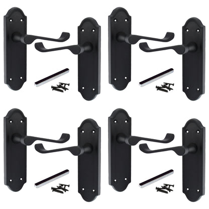 Marketplace JPG companion for Multipack Door Handles Ashford Matt Black Latch Scroll Lever 1/4/6 Pairs - 168mm X 47mm