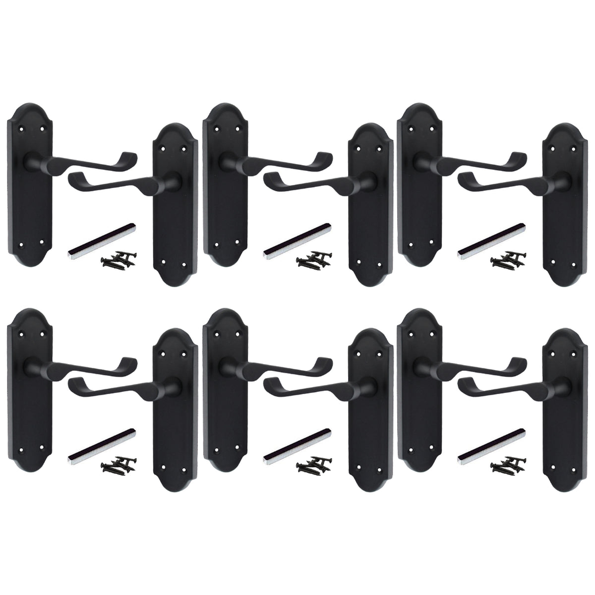 Marketplace JPG companion for Multipack Door Handles Ashford Matt Black Latch Scroll Lever 1/4/6 Pairs - 168mm X 47mm