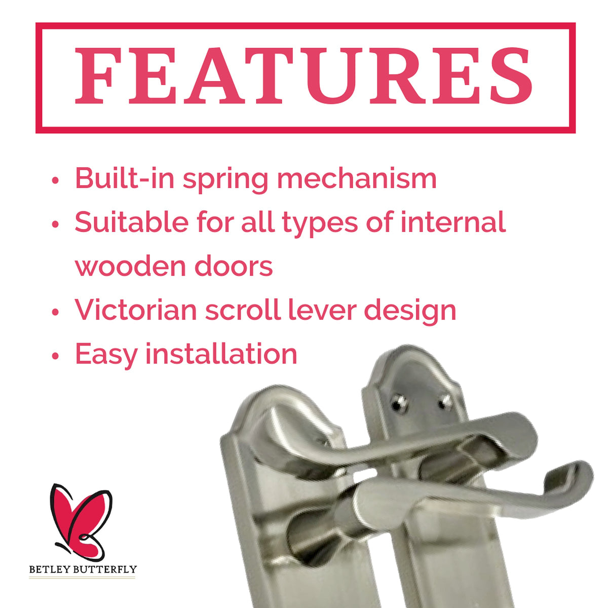 Marketplace JPG companion for Ashford Door Handle Internal Latch Scroll Lever - Satin Latch Pack