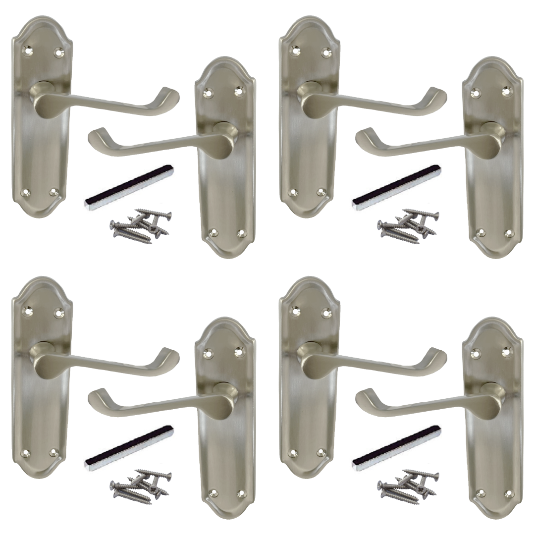 MULTIPACK Door Handles Ashford Satin Latch Brass Scroll Lever 1/4/6 Pairs