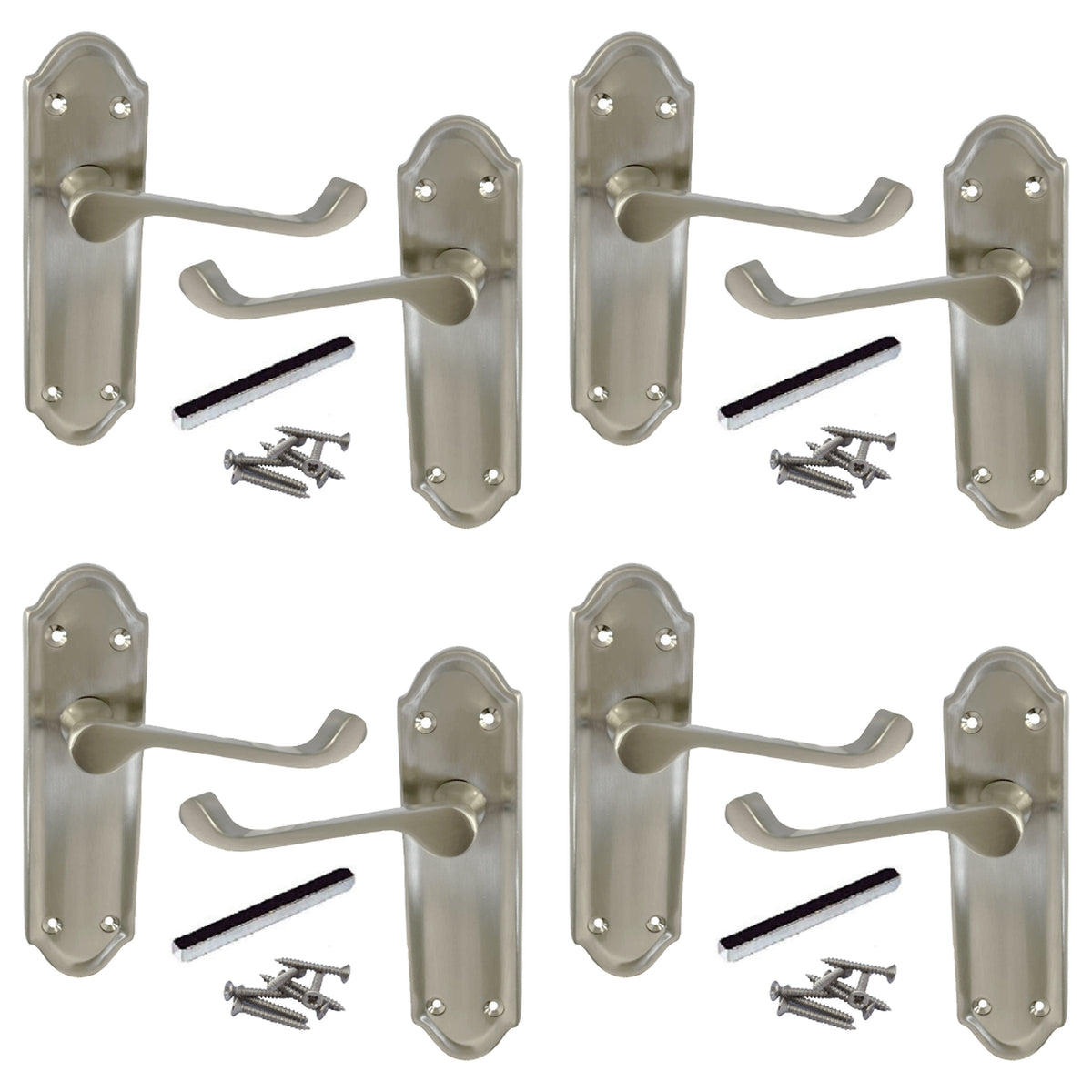 Marketplace JPG companion for Multipack Door Handles Ashford Satin Latch Scroll Lever 1/4/6 Pairs