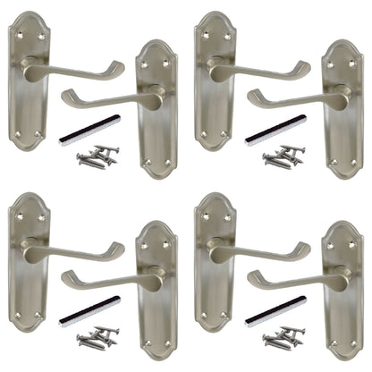 Marketplace JPG companion for Multipack Door Handles Ashford Satin Latch Scroll Lever 1/4/6 Pairs