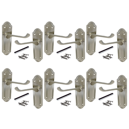 MULTIPACK Door Handles Ashford Satin Latch Brass Scroll Lever 1/4/6 Pairs