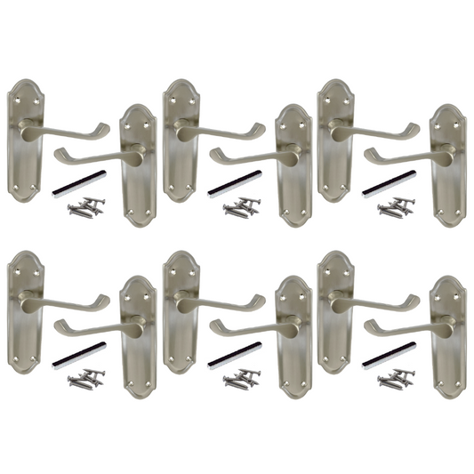 MULTIPACK Door Handles Ashford Satin Latch Brass Scroll Lever 1/4/6 Pairs