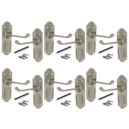 Marketplace JPG companion for Multipack Door Handles Ashford Satin Latch Scroll Lever 1/4/6 Pairs