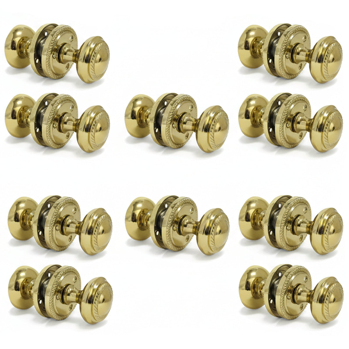Marketplace JPG companion for Door Knobs Round Georgian Roped Mortice Knob - Brass 62mm