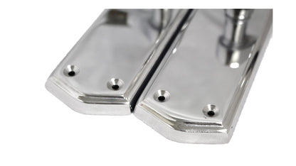 Door Handles CHROME Stellar Latch Set Shaped Backplate with Tubular Latch