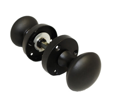 Door Knobs Round Victorian Mortice Knob Sprung - Matt Black Escutcheon Key Lock Pack 56mm