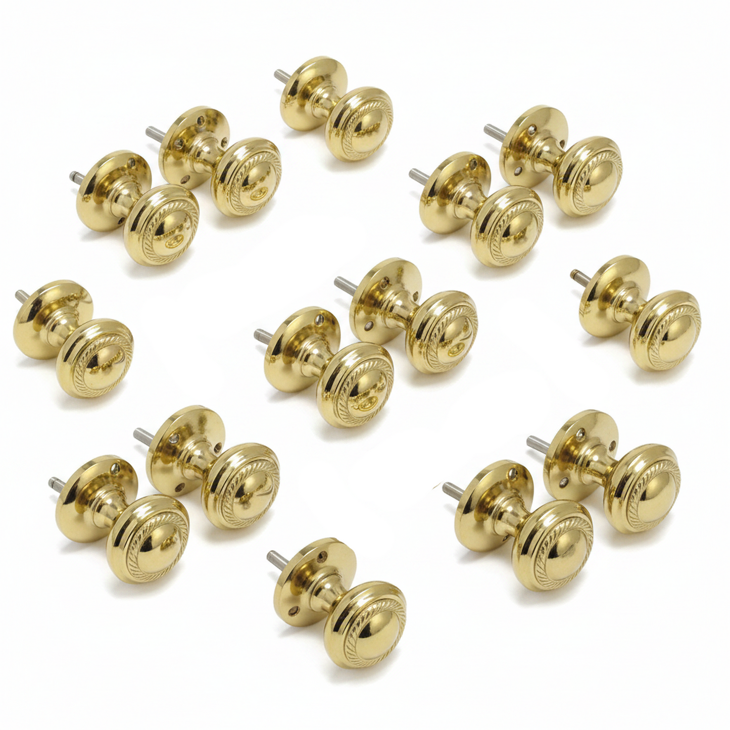 Door Knobs Round Georgian Roped Mortice Knob - Brass 62mm