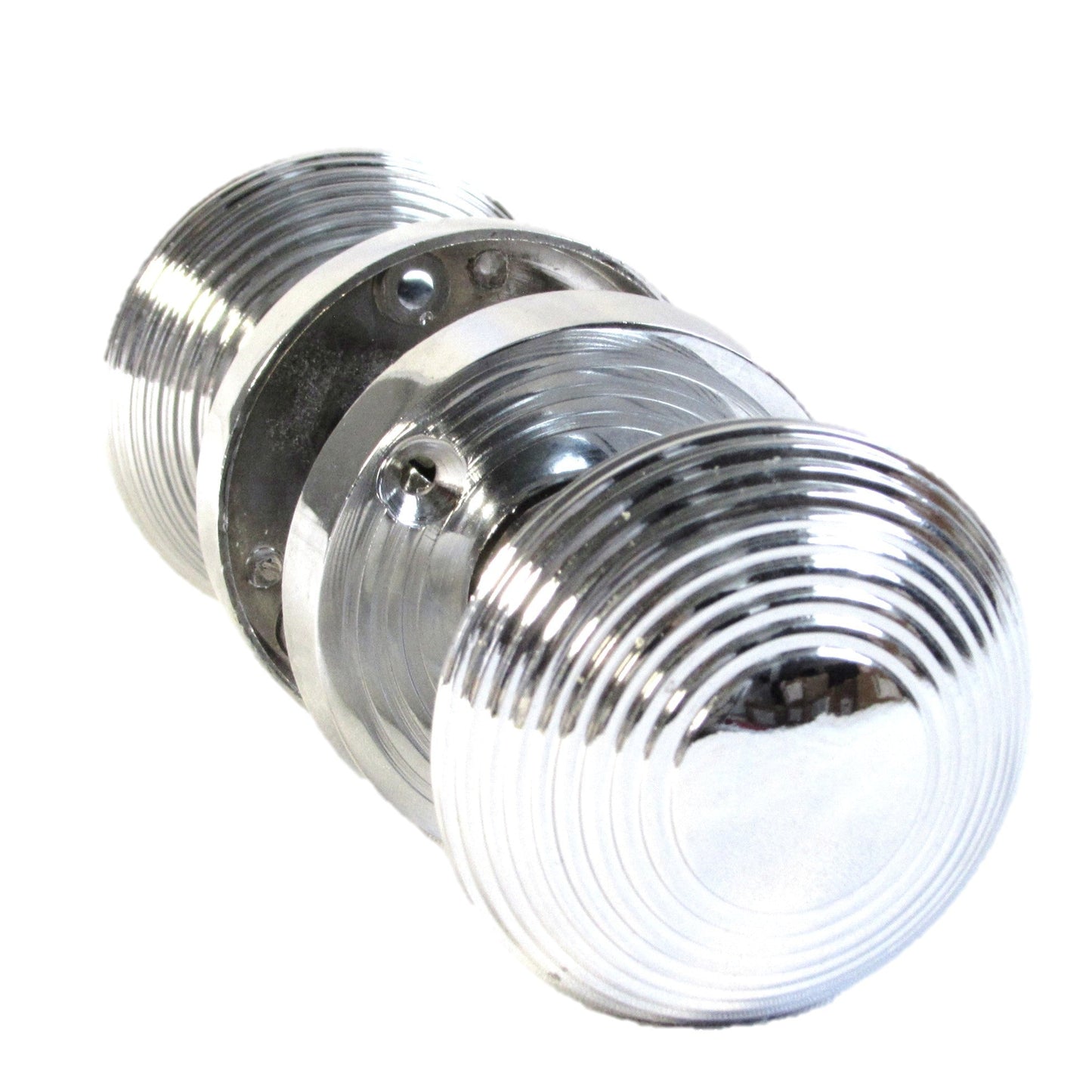 Lot de 1/4/6 paires de boutons de porte cannelés à ressort chromés