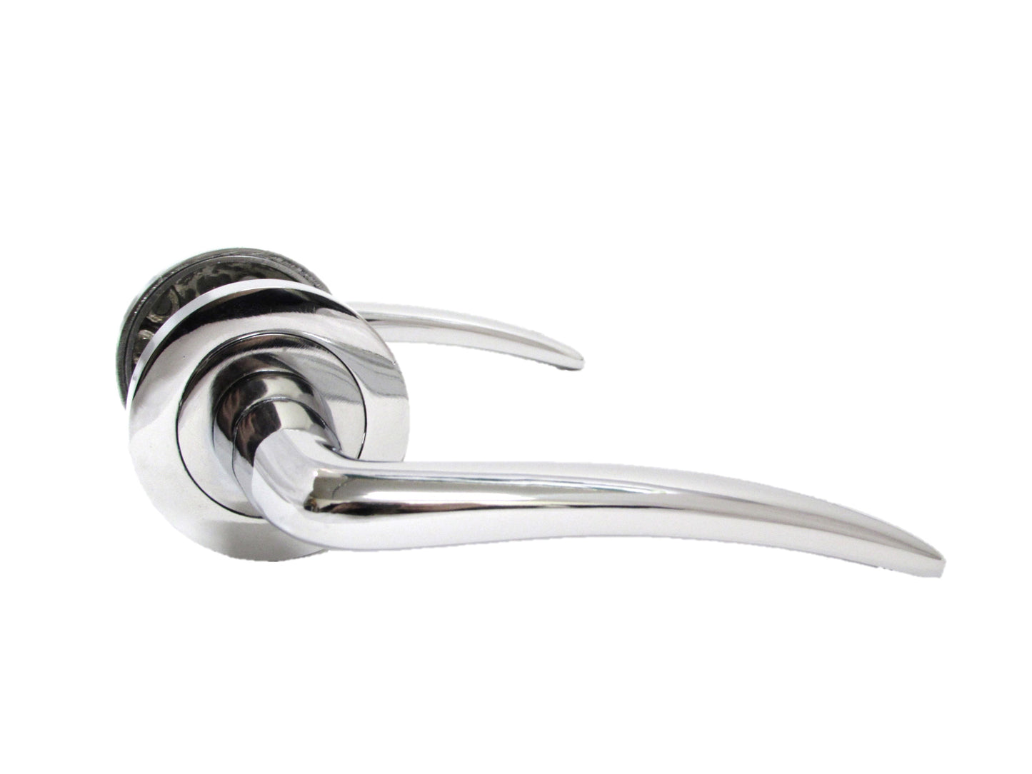 Poignées de porte à levier modernes et robustes de style Carla, couleur chrome poli rose et argent