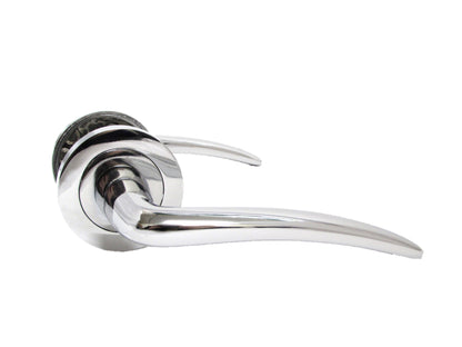 Poignées de porte à levier modernes et robustes de style Carla, couleur chrome poli rose et argent