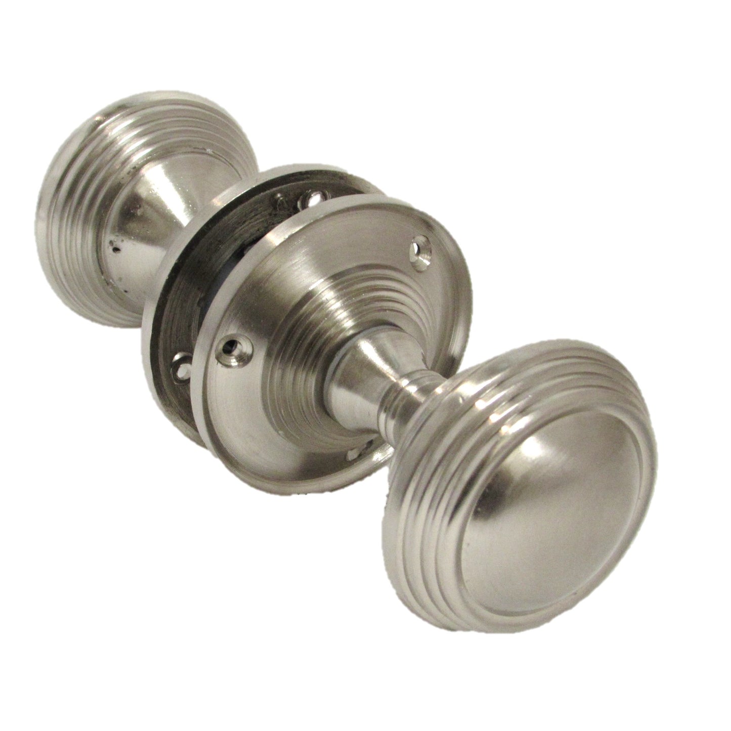 Lot de 1/4/6 paires de boutons de porte cannelés en laiton massif satiné Queen Anne