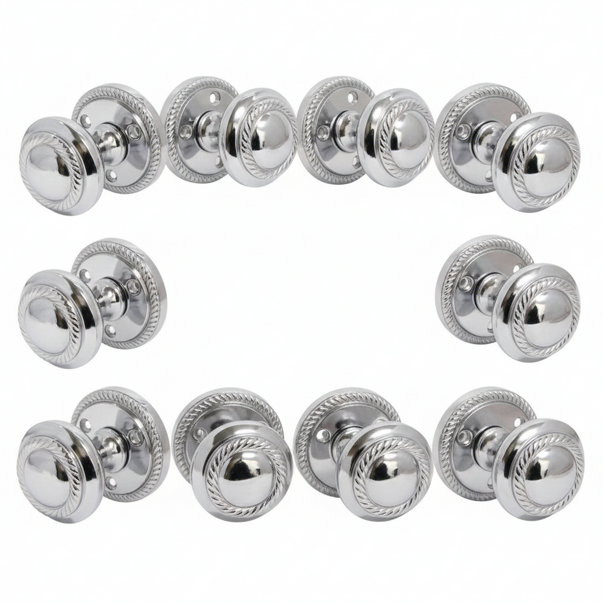Door Knobs Round Georgian Roped Mortice Knob - Chrome Polished 62mm