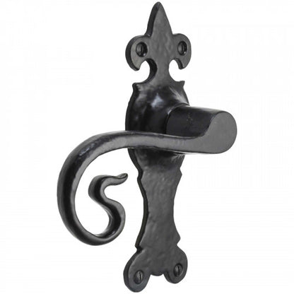 Poignées de porte en fer noir 165 x 52 mm style cottage antique vintage avec serrure à levier pour salle de bain