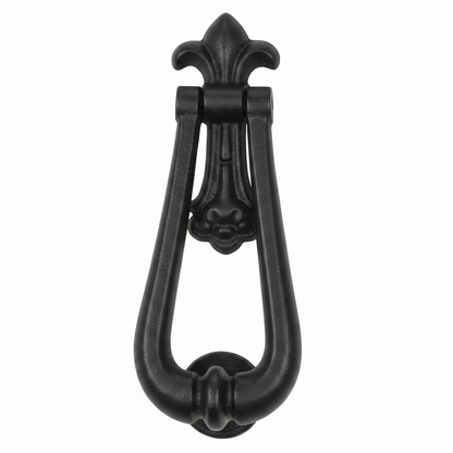 Old Hill Ironworks Fleur De Lys Door Knocker Black Antique - 195mm