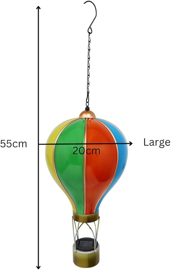 Rainbow Solar Hot Air Balloon – Outdoor Hanging LED Light for Garden, Patio & Porch Décor